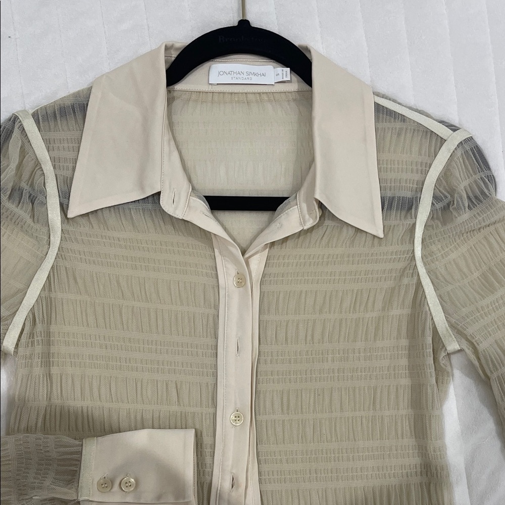 Jonathan Simkhai Cream Sheer women’s Button Down Shirt
